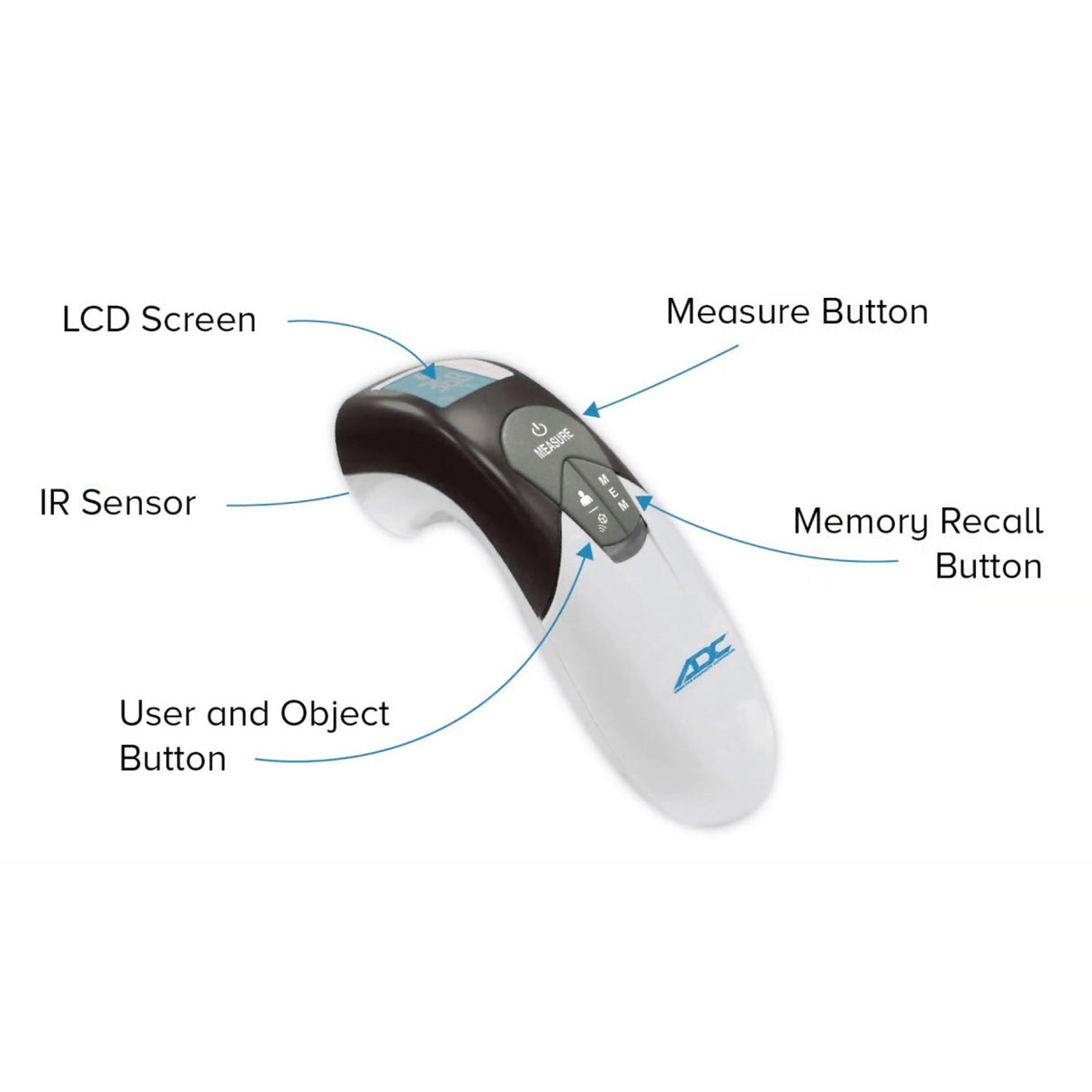 Non-Contact Skin Surface Thermometer Adtemp™ Infrared Skin Probe Handheld - BeHope