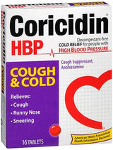 Cold and Cough Relief Coricidin® HBP 4 mg - 30 mg Strength Tablet 16 per Box - BeHope
