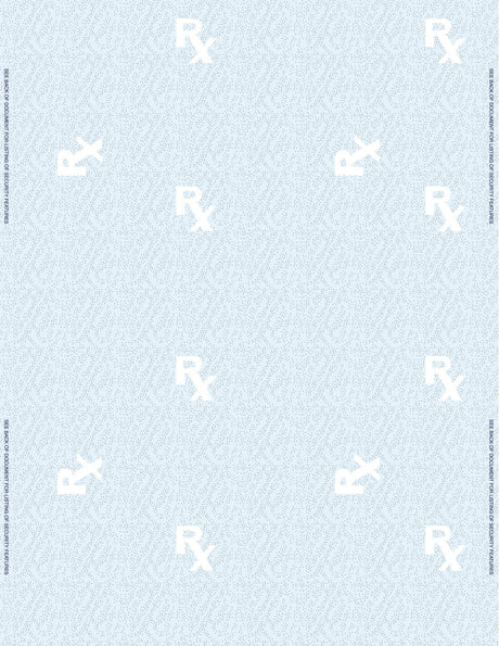 RX Prescription Paper Centurion Secure Full Sheet, 8-1/2 X 11 Inch - BeHope