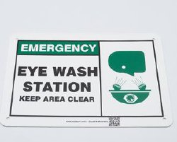 Wall Sign First Aid Sign Lab Safety Supply® Emergency Eye Wash Station w/Symbol - BeHope
