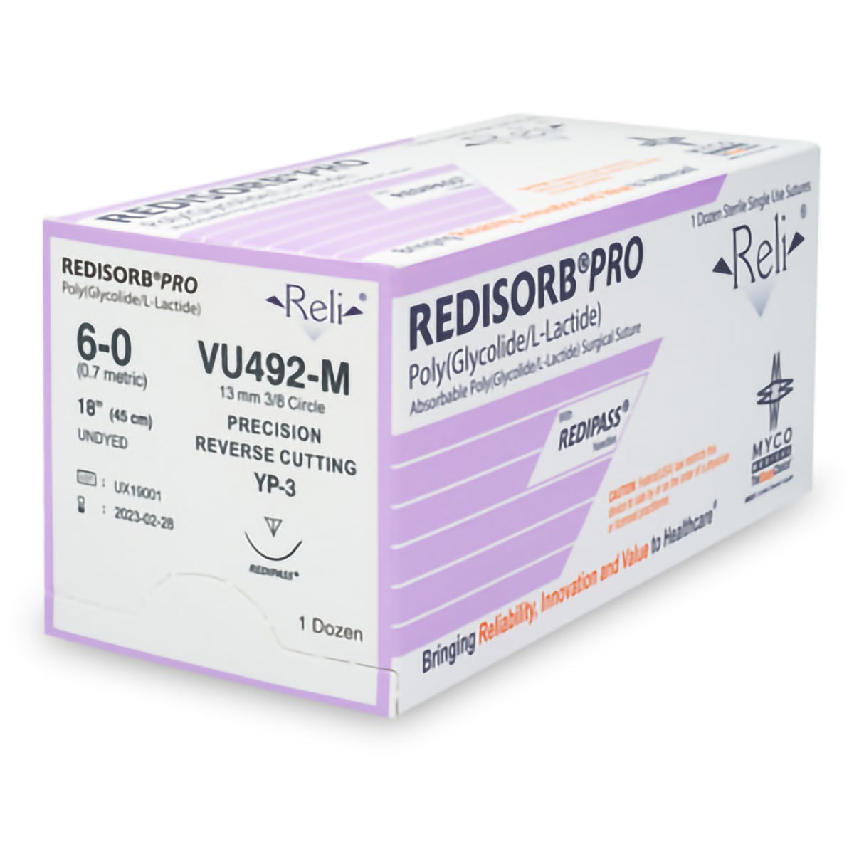 Absorbable Suture With Needle Reli® Redisorb™ Polyglycolide Yct-1 1/2 Circle Taper Point Needle Size 0 Braided - Behope
