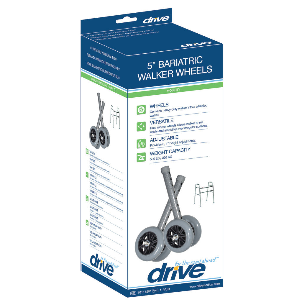 5" Bariatric Walker Wheels With Two Sets Of Rear Glides - BeHope