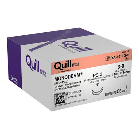 Absorbable Suture Quill™ Monoderm™ Polyglycolic Acid PCL Precision Reverse Cutting Needle - BeHope