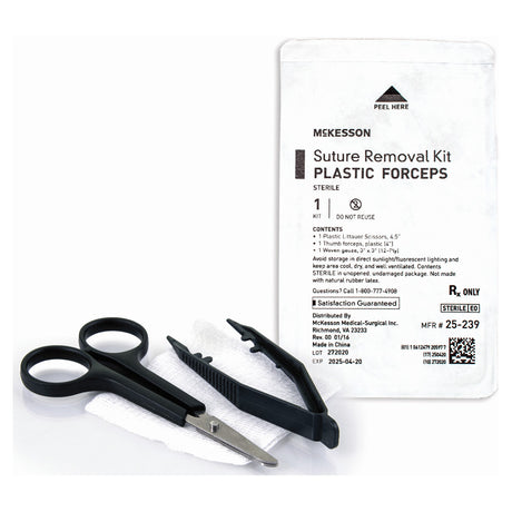 McKesson Sterile Single Use Suture Removal Kit with Plastic Forceps - BeHope