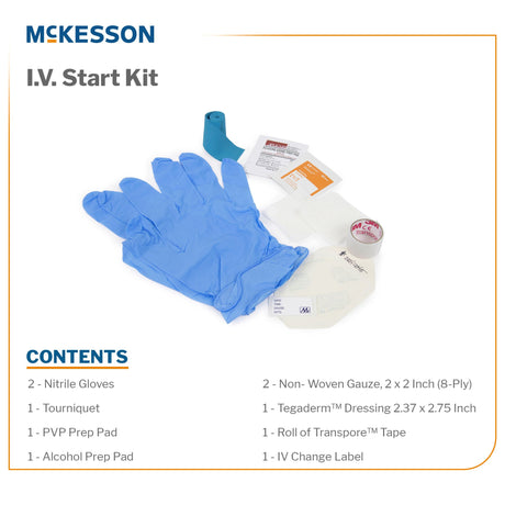 McKesson Sterile IV Start Kit with Tegaderm and Prep Pads - BeHope