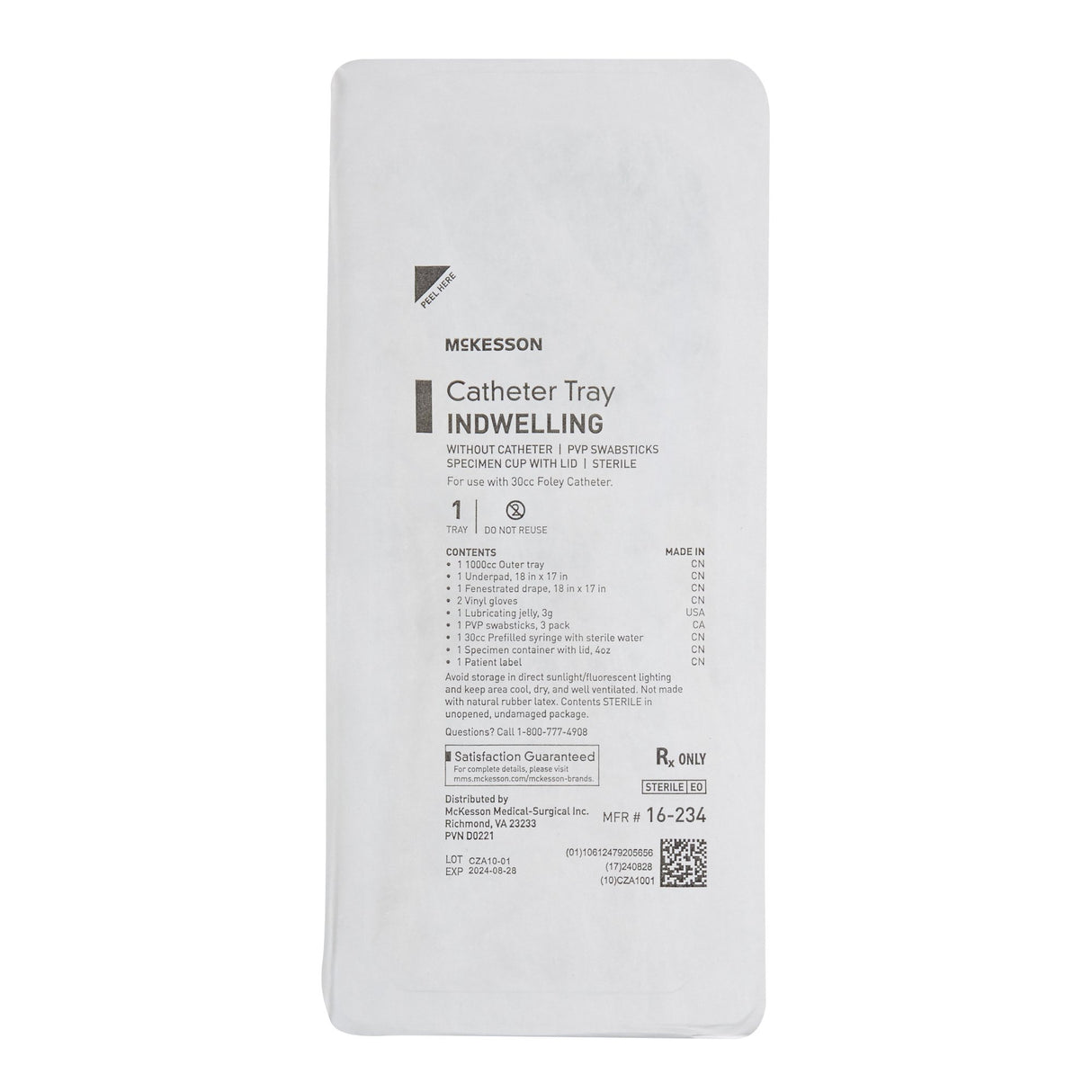 Indwelling Catheter Tray McKesson Foley Without Catheter Without Balloon - BeHope