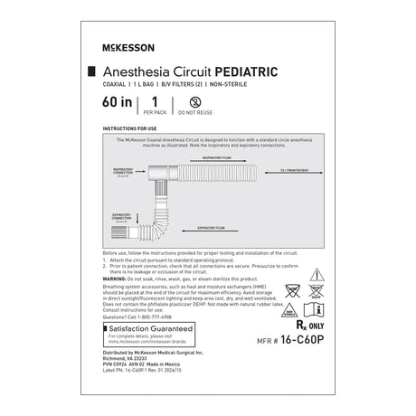 Mckesson Pediatric Anesthesia Breathing Circuit Expandable Tube Single Limb Single Patient Use - BeHope