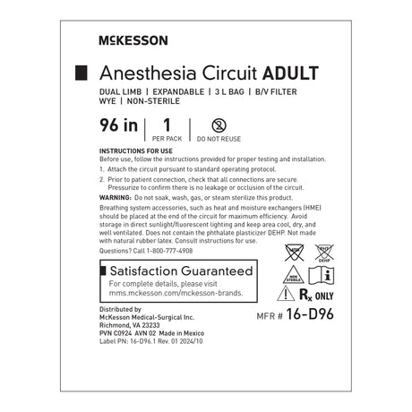 Mckesson Anesthesia Breathing Circuit Expandable Tube Single Patient Use - BeHope