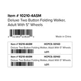 Deluxe Folding Walker, Two Button with 5" Wheels -BeHope