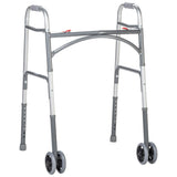 Bariatric Aluminum Two Button Folding Walker With Wheels - BeHope