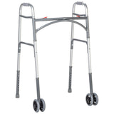 Bariatric Aluminum Two Button Folding Walker With Wheels - BeHope