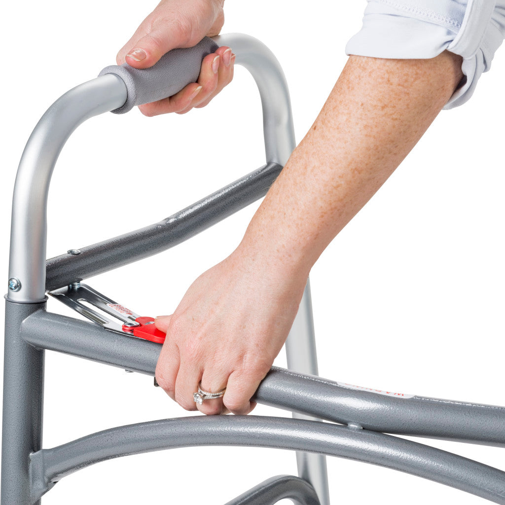 Bariatric Aluminum Two Button Folding Walker With Wheels - BeHope