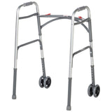 Bariatric Aluminum Two Button Folding Walker With Wheels - BeHope