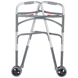 Bariatric Aluminum Two Button Folding Walker With Wheels - BeHope