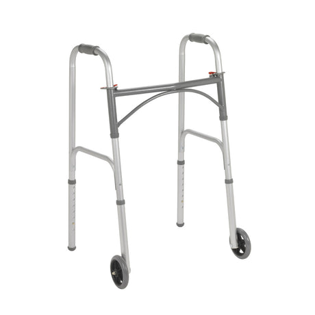Folding Walker, Two Button With 5" Wheels - BeHope