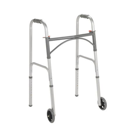 Folding Junior Walker, Two Button With 5" Wheels - BeHope