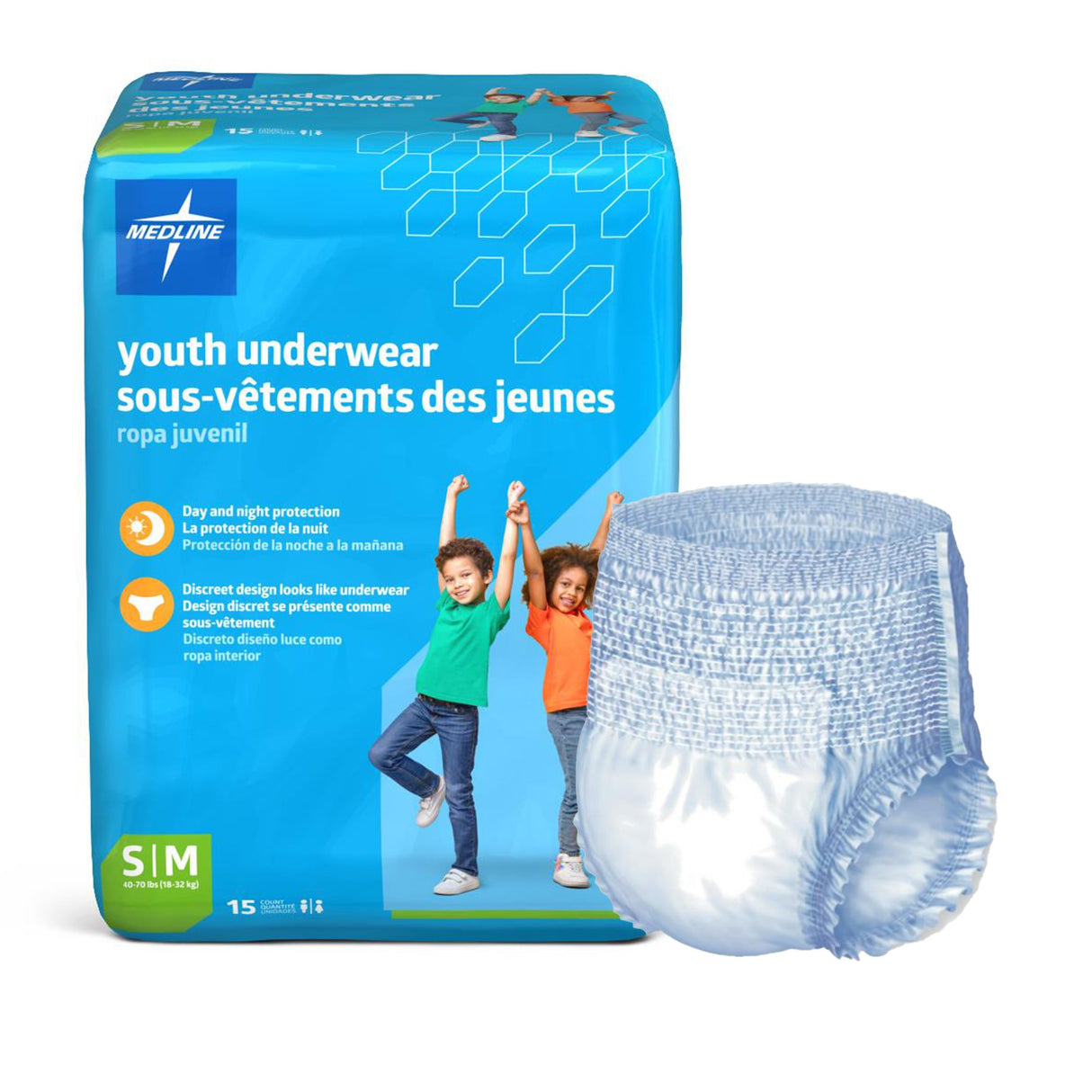 Unisex Youth Absorbent Underwear Pull On with Tear Away Seams Small / Medium Disposable Heavy Absorbency - BeHope
