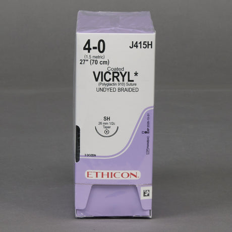 Absorbable Suture with Needle Coated Vicryl™ Polyglactin 910 SH 1/2 Circle Taper Point Needle Size 4-0 Braided - BeHope