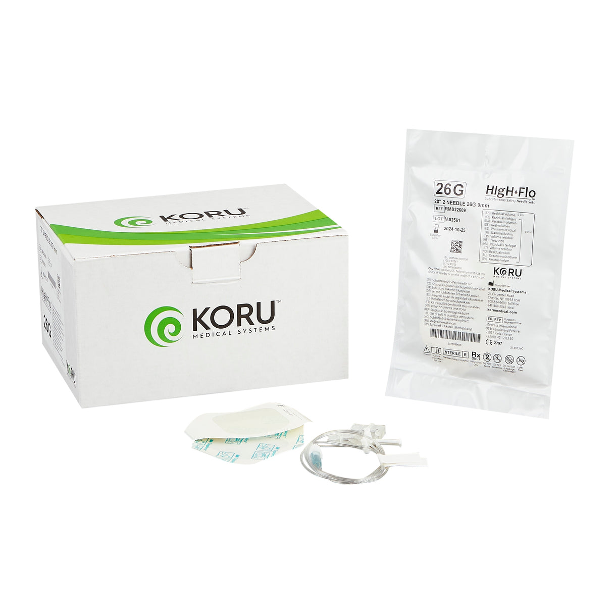 Sub-q Infusion Set High-flo™2 Comfortable with Tegaderm Dressing - BeHope