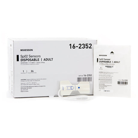 SpO2 Sensor McKesson Finger Adult Single Patient Use 1-1/2 Foot Cord - BeHope
