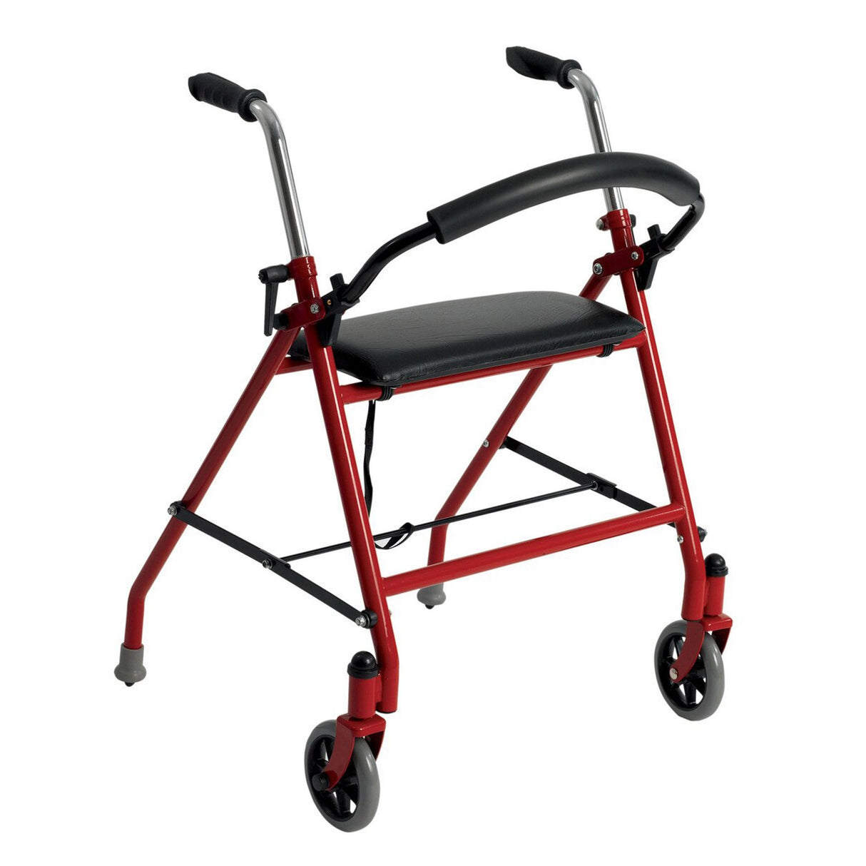 Dual Release Folding Walker with Wheels and Seat Adjustable Height drive™ Aluminum Frame 300 lbs. Weight Capacity 29 to 38 Inch Height - BeHope
