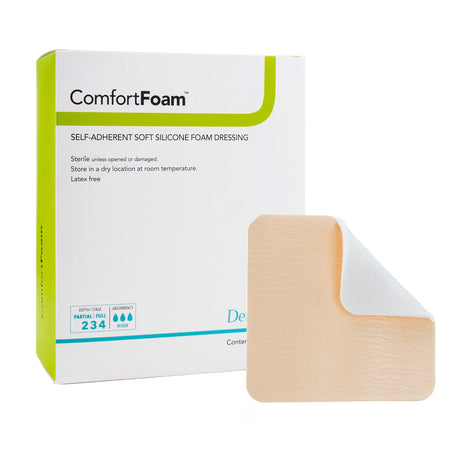 Foam Dressing ComfortFoamâ„¢ 4 X 5 Inch Without Border Film Backing Silicone Face Rectangle Sterile - BeHope