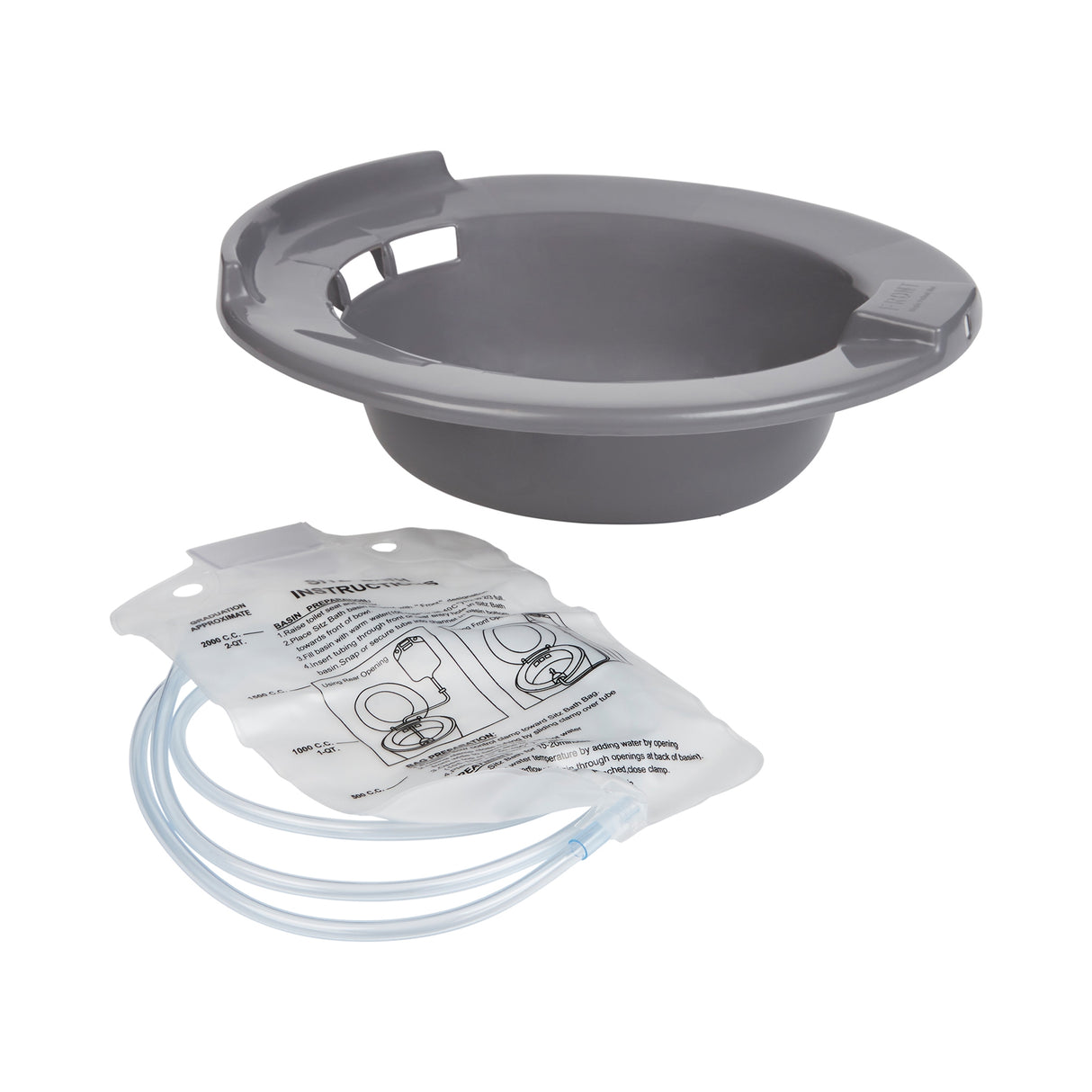 Sitz Bath McKesson Round Graphite Plastic 2000 mL Bag Graduated, 500 mL Increments up to 2000 mL - BeHope