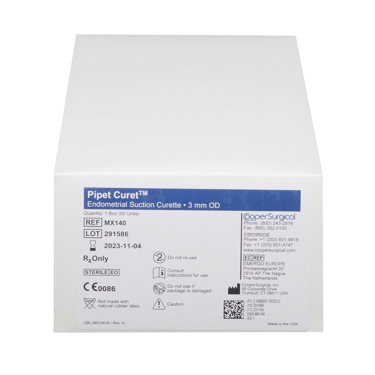 Vacuum Aspiration Curette Pipet Curet™ Straight Type Round Tip 3 mm Sterile - BeHope