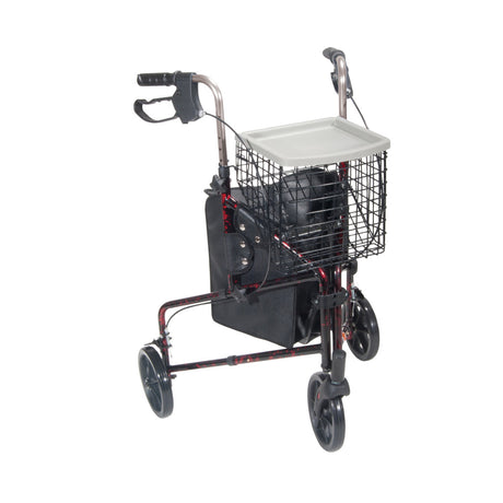 Deluxe 3 Wheel Aluminum Rollator, 7.5" Casters - BeHope