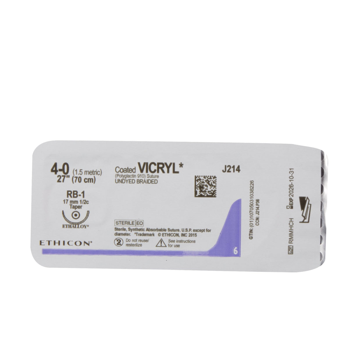 Absorbable Suture With Needle Vicryl™ Polyglactin 910 Braided for Tissue Approximation - BeHope