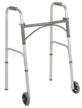 Dual Release Folding Walker with Wheels Adjustable Height drive™ Steel Frame 350 lbs. Weight Capacity 32 to 39 Inch Height - BeHope