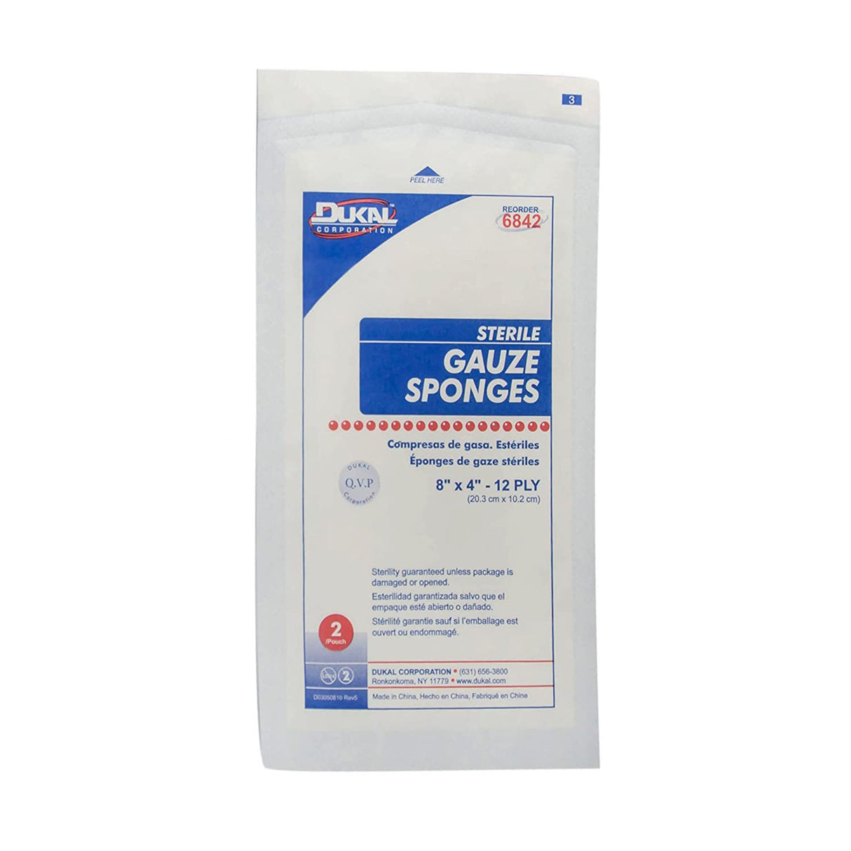 Gauze Sponge Dukal™ 4 X 8 Inch 12-Ply Sterile 2 per Pack - BeHope