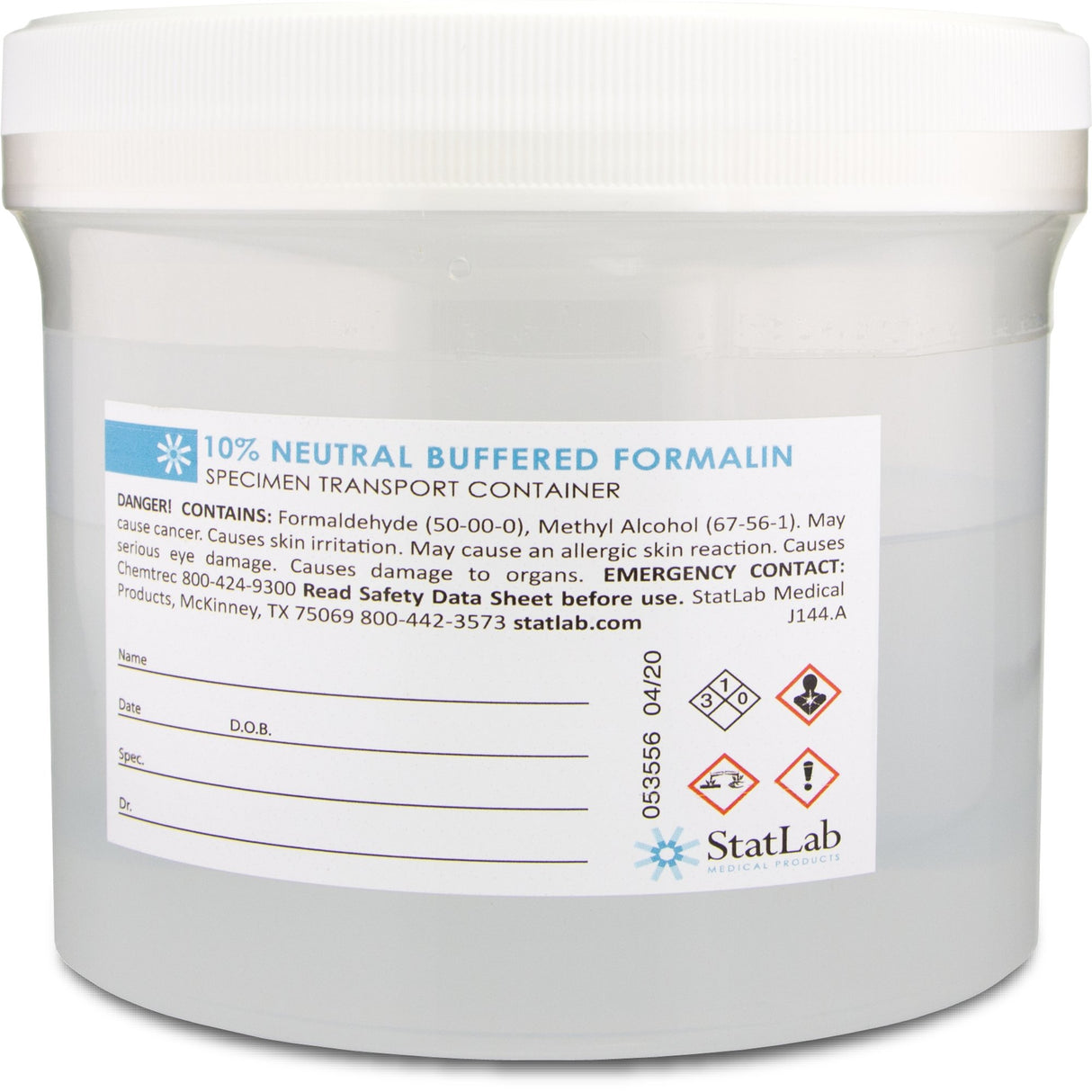 Prefilled Formalin Container for Specimen Preservation with Warning Label - BeHope