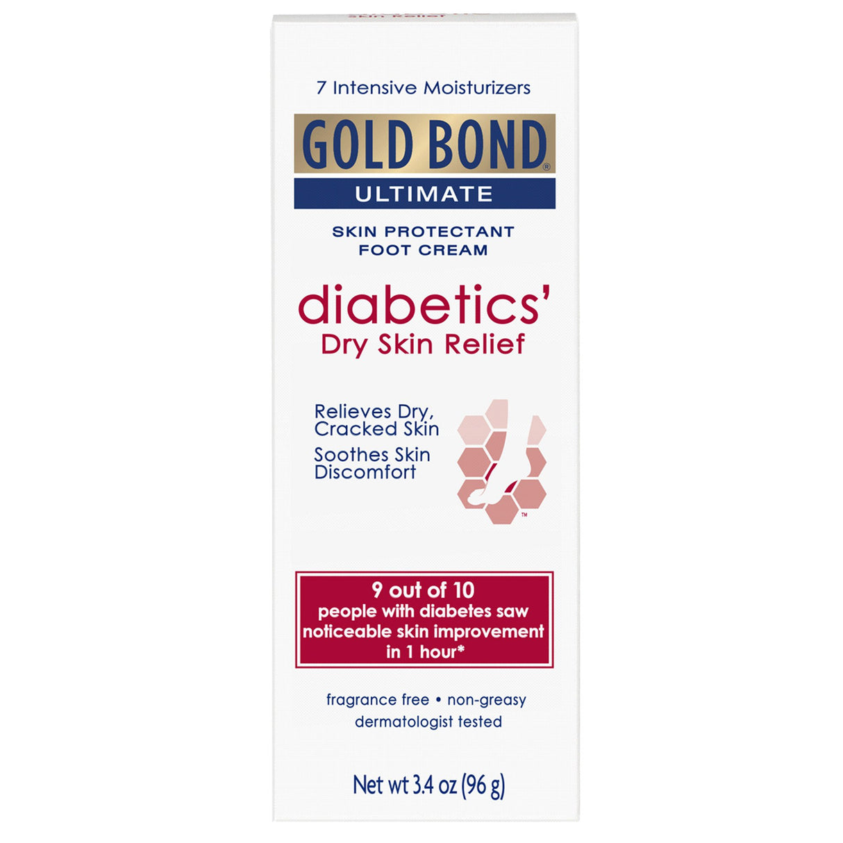 Foot Moisturizer Gold Bond® Medicated Diabetics' 3.4 oz. Tube Unscented Cream - BeHope