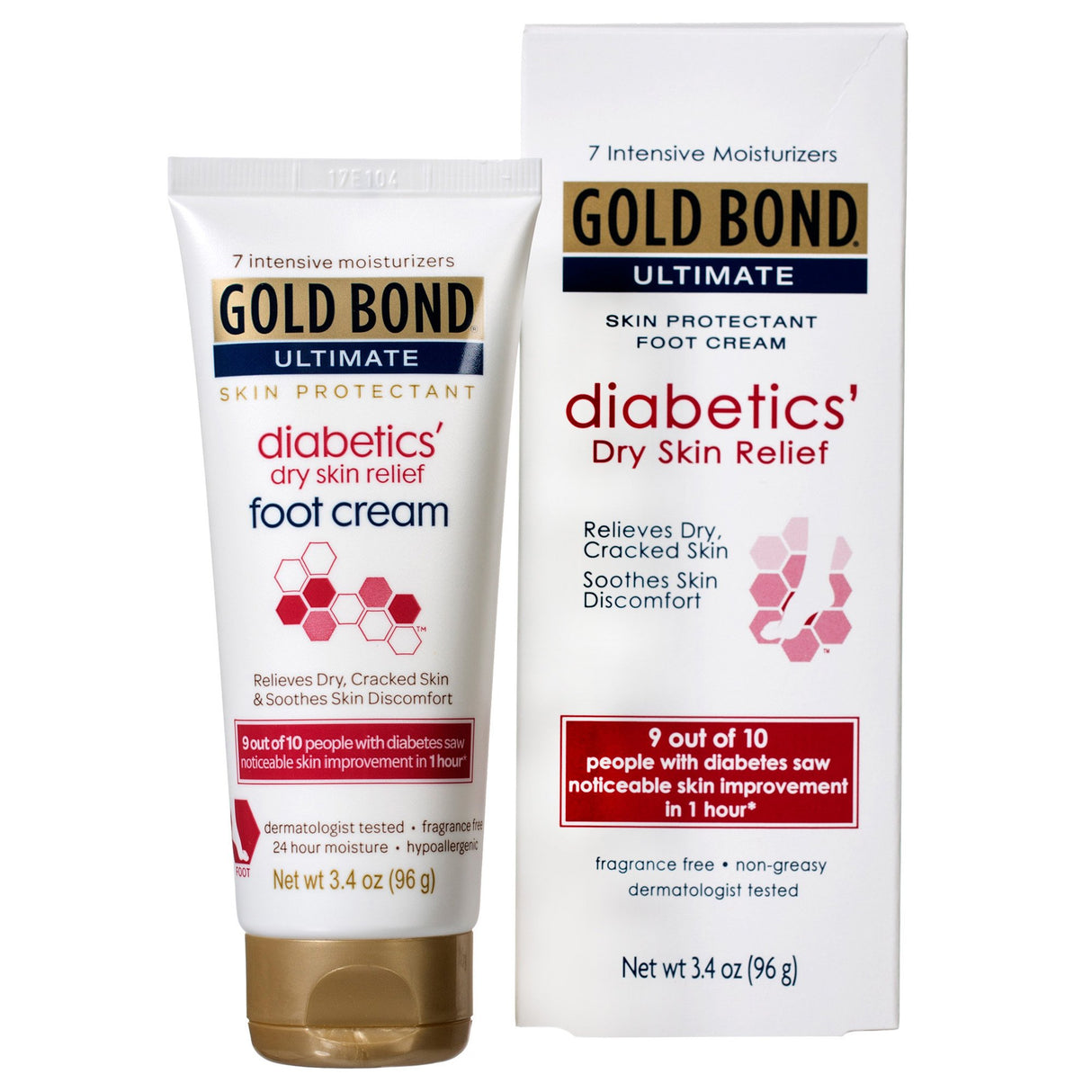 Foot Moisturizer Gold Bond® Medicated Diabetics' 3.4 oz. Tube Unscented Cream - BeHope
