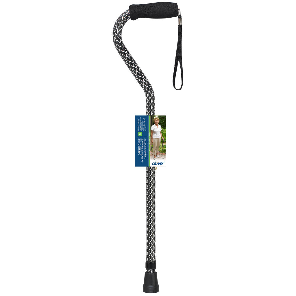 Offset Handle Cane Black Wave -BeHope