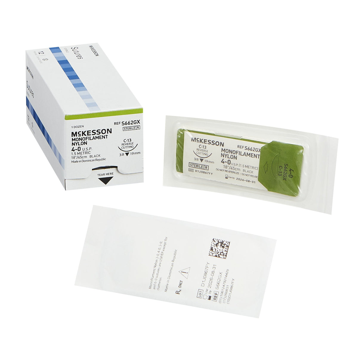 McKesson Nonabsorbable Nylon Monofilament Suture with Reverse Cutting Needle - BeHope