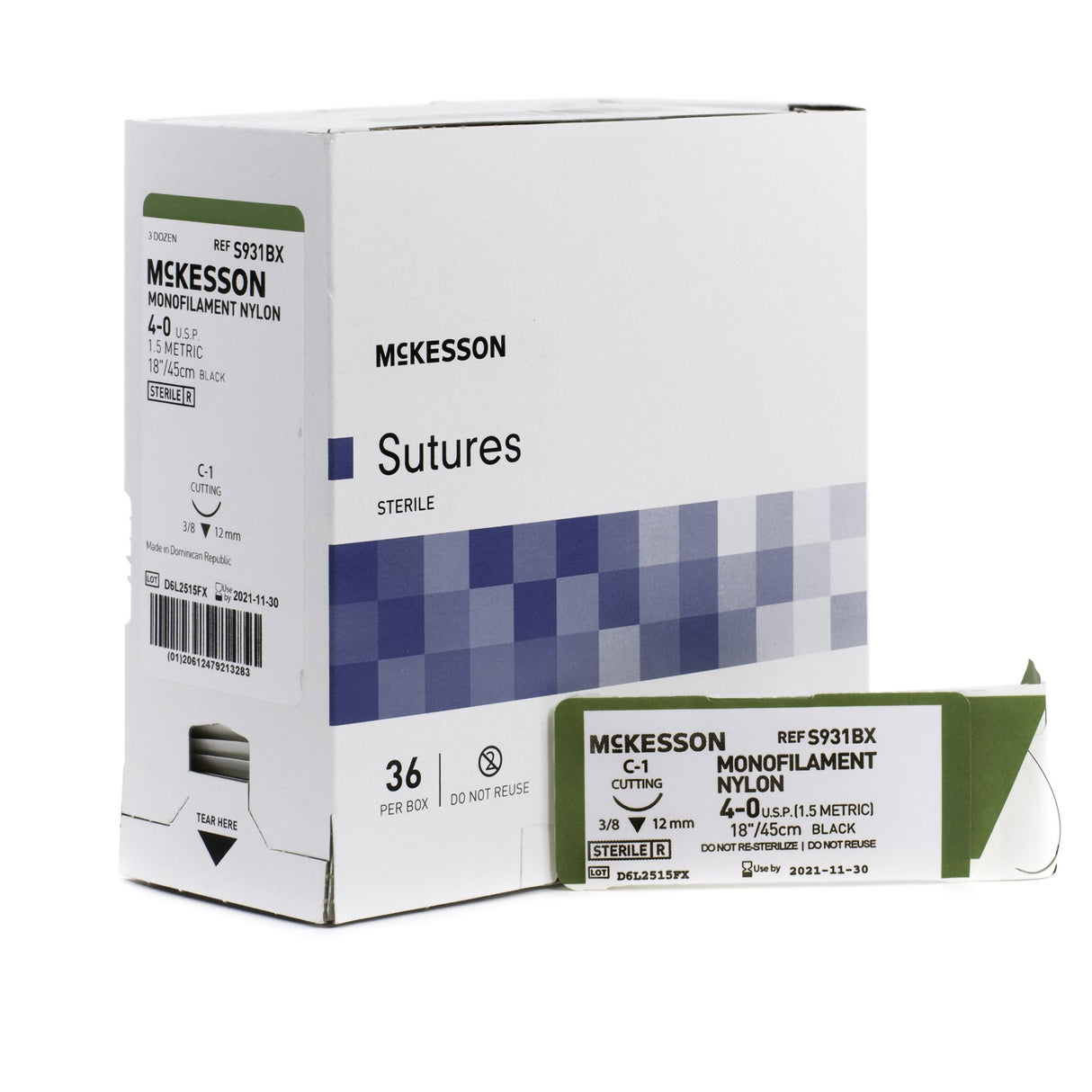 Nonabsorbable Suture With Needle Mckesson Nylon Taper Cutting - BeHope