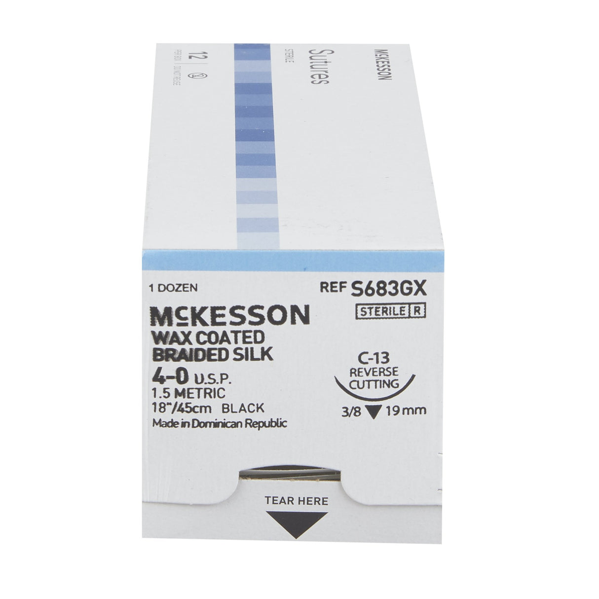 Nonabsorbable Suture with Needle McKesson Silk C-13 3/8 Circle Reverse Cutting Needle Size 4-0 Braided - BeHope