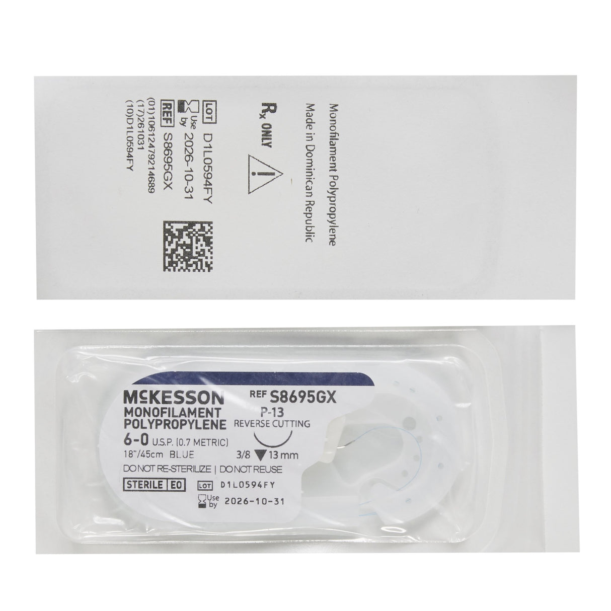 Nonabsorbable Suture McKesson Polypropylene Reverse Cutting Needle - BeHope