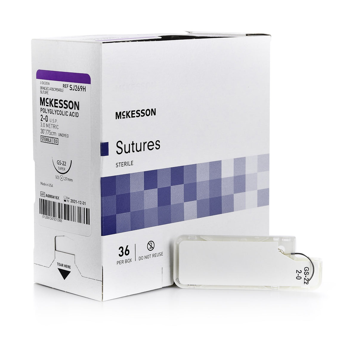 Absorbable Suture with Needle McKesson Polyglycolic Acid GS -22 1/2 Circle Taper Point Needle Size 2-0 Braided - BeHope