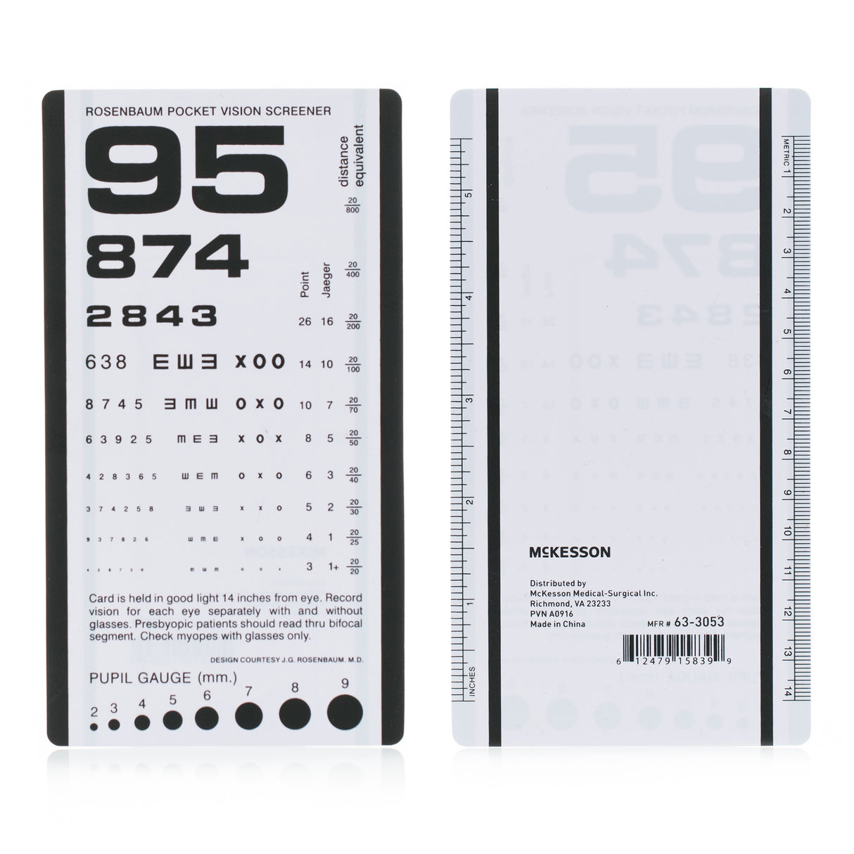 Mckesson Pocket Plastic Eye Acuity Chart - BeHope