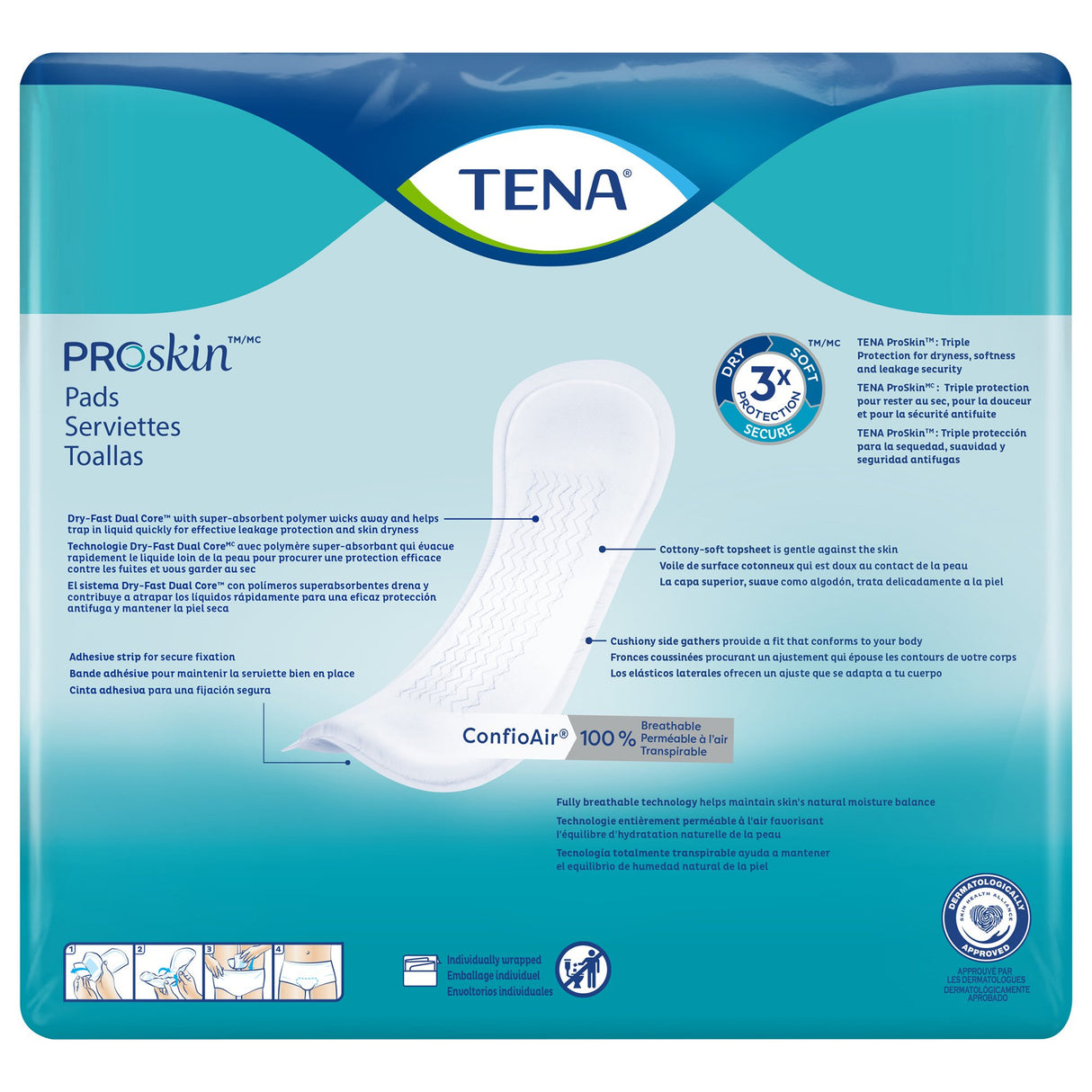 Bladder Control Pad TENA ProSkin™ Ultimate 16 Inch Length Heavy Absorbency Dry-Fast Core™ One Size Fits Most - BeHope
