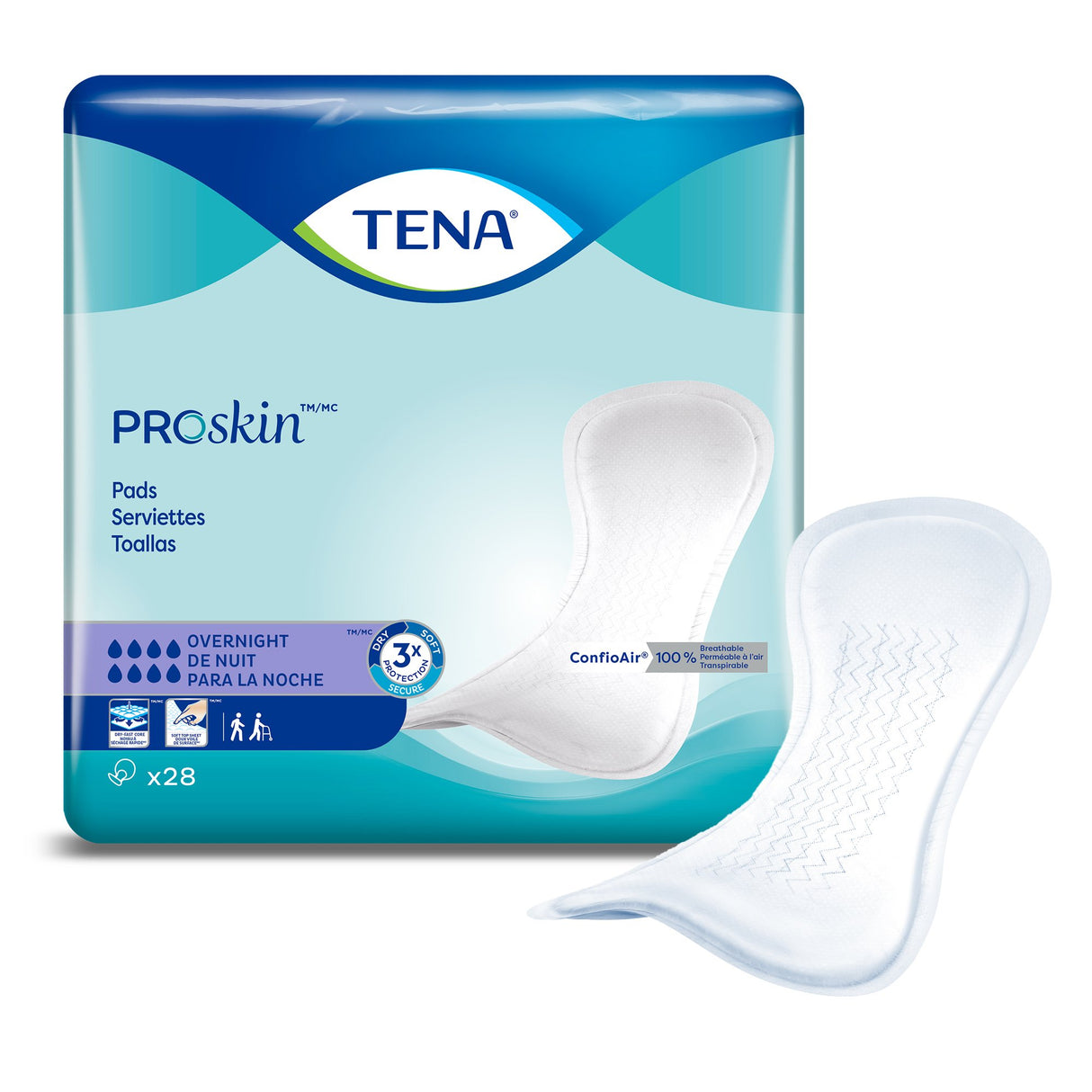 Bladder Control Pad TENA ProSkin™ Overnight 16 Inch Length Heavy Absorbency Dry-Fast Core™ One Size Fits Most - BeHope