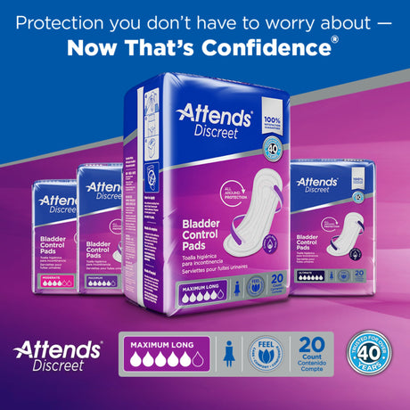 Bladder Control Pad Attends® Discreet Moderate Absorbency for Women - BeHope
