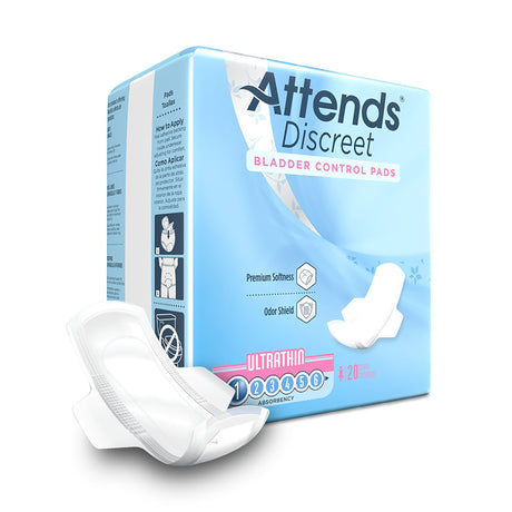 Bladder Control Pad Attends® Discreet Ultra Thin 9 Inch Length Light Absorbency Polymer Core One Size Fits Most - BeHope