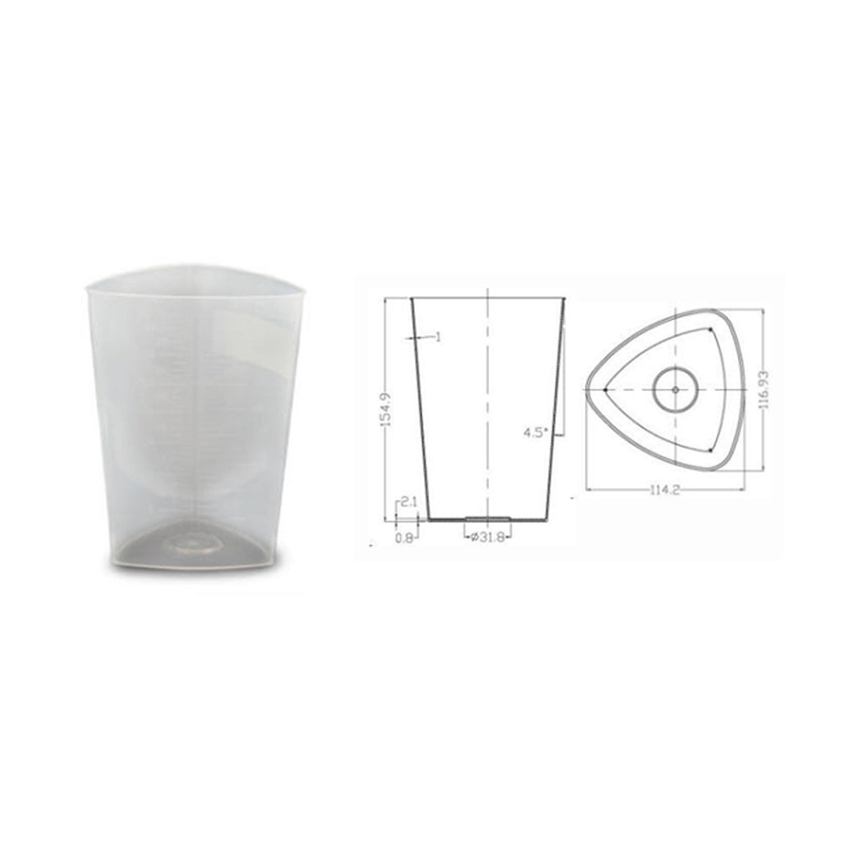 Oakridge Products Graduated Beaker Pathology Container with Frosted Panel - BeHope