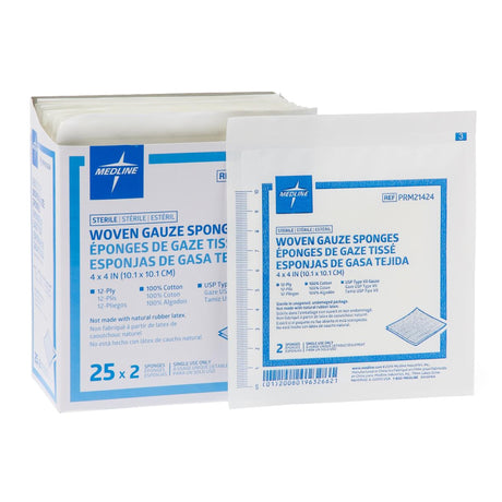 Gauze Sponge Medline Essentials 4 X 4 Inch 12-Ply Sterile 2 per Pack - BeHope