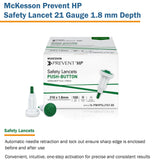 Safety Lancet McKesson Prevent® HP 21 Gauge Retractable Push Button Activation Finger - BeHope