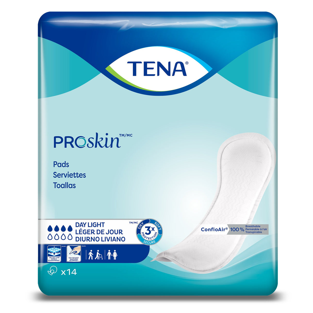 Incontinence Liner TENA ProSkin™ Day Light 13 Inch Length Moderate Absorbency Dry-Fast Core™ One Size Fits Most - BeHope